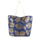 MB0085 Silver Tropical Leaf Foil Beach Bag - MiMi Wholesale