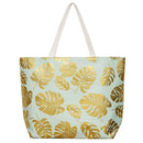 MB0085 Silver Tropical Leaf Foil Beach Bag - MiMi Wholesale