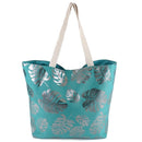 MB0085 Silver Tropical Leaf Foil Beach Bag - MiMi Wholesale