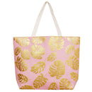 MB0085 Silver Tropical Leaf Foil Beach Bag - MiMi Wholesale