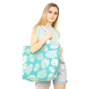 MB0085 Silver Tropical Leaf Foil Beach Bag - MiMi Wholesale