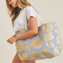 MB0085 Silver Tropical Leaf Foil Beach Bag - MiMi Wholesale