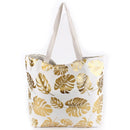 MB0085 Silver Tropical Leaf Foil Beach Bag - MiMi Wholesale
