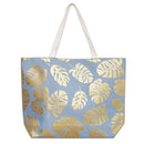 MB0085 Silver Tropical Leaf Foil Beach Bag - MiMi Wholesale