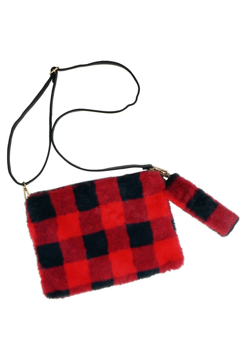 MB0113 Buffalo Plaid Crossbody Wristlet Bag - MiMi Wholesale