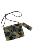 MB0114 Camo Faux Fur Crossbody Wristlet Bag - MiMi Wholesale