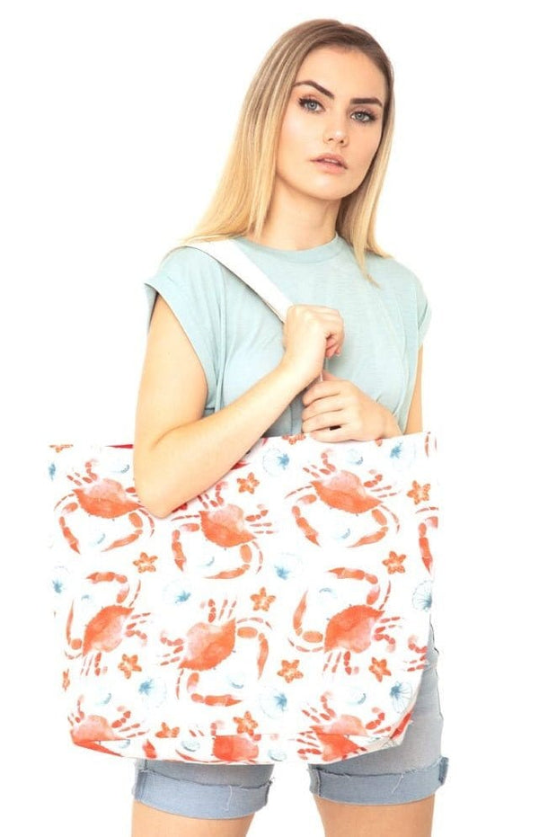 MB0123 Crab Watercolor Beach Bag - MiMi Wholesale