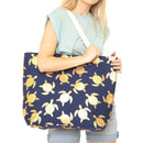 MB0124 Gold Foil Turtle Beach Bag - MiMi Wholesale