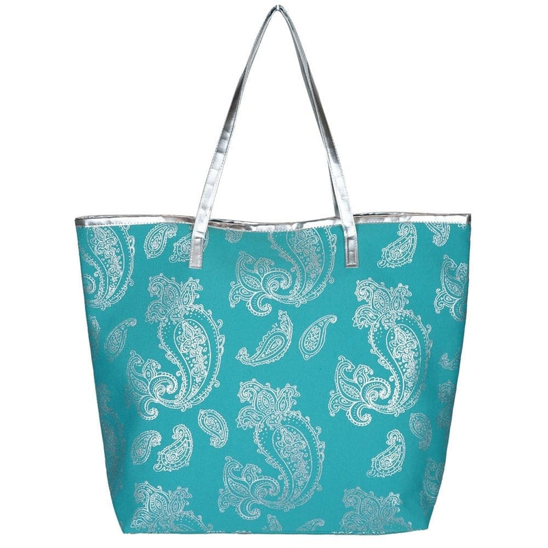 MB0126 Gold Foil Paisley Beach Bag - MiMi Wholesale