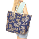 MB0126 Gold Foil Paisley Beach Bag - MiMi Wholesale