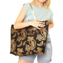 MB0126 Gold Foil Paisley Beach Bag - MiMi Wholesale