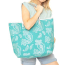 MB0126 Gold Foil Paisley Beach Bag - MiMi Wholesale