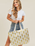 MB0134 Gold Foil Pineapple Beach Tote Bag - MiMi Wholesale