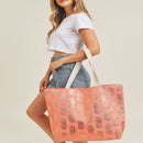 MB0134 Gold Foil Pineapple Beach Tote Bag - MiMi Wholesale