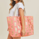 MB0134 Gold Foil Pineapple Beach Tote Bag - MiMi Wholesale