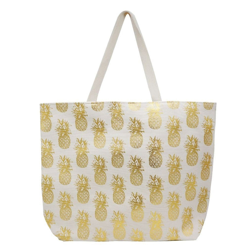 MB0134 Gold Foil Pineapple Beach Tote Bag - MiMi Wholesale