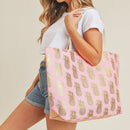 MB0134 Gold Foil Pineapple Beach Tote Bag - MiMi Wholesale