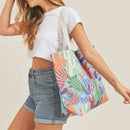 MB0135 Multi-Color Cactus Beach Tote Bag - MiMi Wholesale