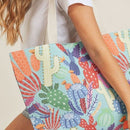 MB0135 Multi-Color Cactus Beach Tote Bag - MiMi Wholesale