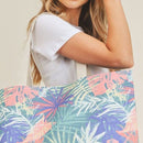 MB0136 Hand Drawn Tropical Beach Tote Bag - MiMi Wholesale