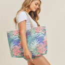 MB0136 Hand Drawn Tropical Beach Tote Bag - MiMi Wholesale