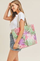 MB0136 Hand Drawn Tropical Beach Tote Bag - MiMi Wholesale