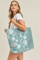 MB0137 Gold Foil Sea Life Tote Bag - MiMi Wholesale