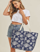 MB0137 Gold Foil Sea Life Tote Bag - MiMi Wholesale