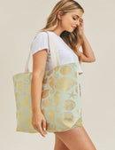 MB0137 Gold Foil Sea Life Tote Bag - MiMi Wholesale