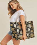 MB0137 Gold Foil Sea Life Tote Bag - MiMi Wholesale