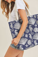 MB0137 Gold Foil Sea Life Tote Bag - MiMi Wholesale