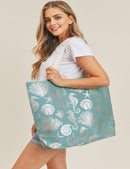 MB0137 Gold Foil Sea Life Tote Bag - MiMi Wholesale