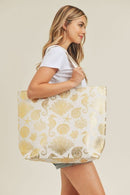 MB0137 Gold Foil Sea Life Tote Bag - MiMi Wholesale