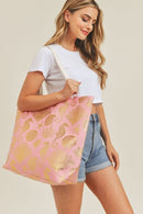 MB0137 Gold Foil Sea Life Tote Bag - MiMi Wholesale