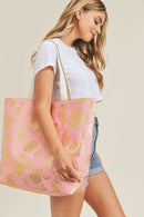 MB0137 Gold Foil Sea Life Tote Bag - MiMi Wholesale
