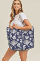 MB0137 Gold Foil Sea Life Tote Bag - MiMi Wholesale
