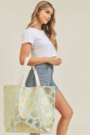 MB0137 Gold Foil Sea Life Tote Bag - MiMi Wholesale