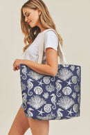 MB0137 Gold Foil Sea Life Tote Bag - MiMi Wholesale