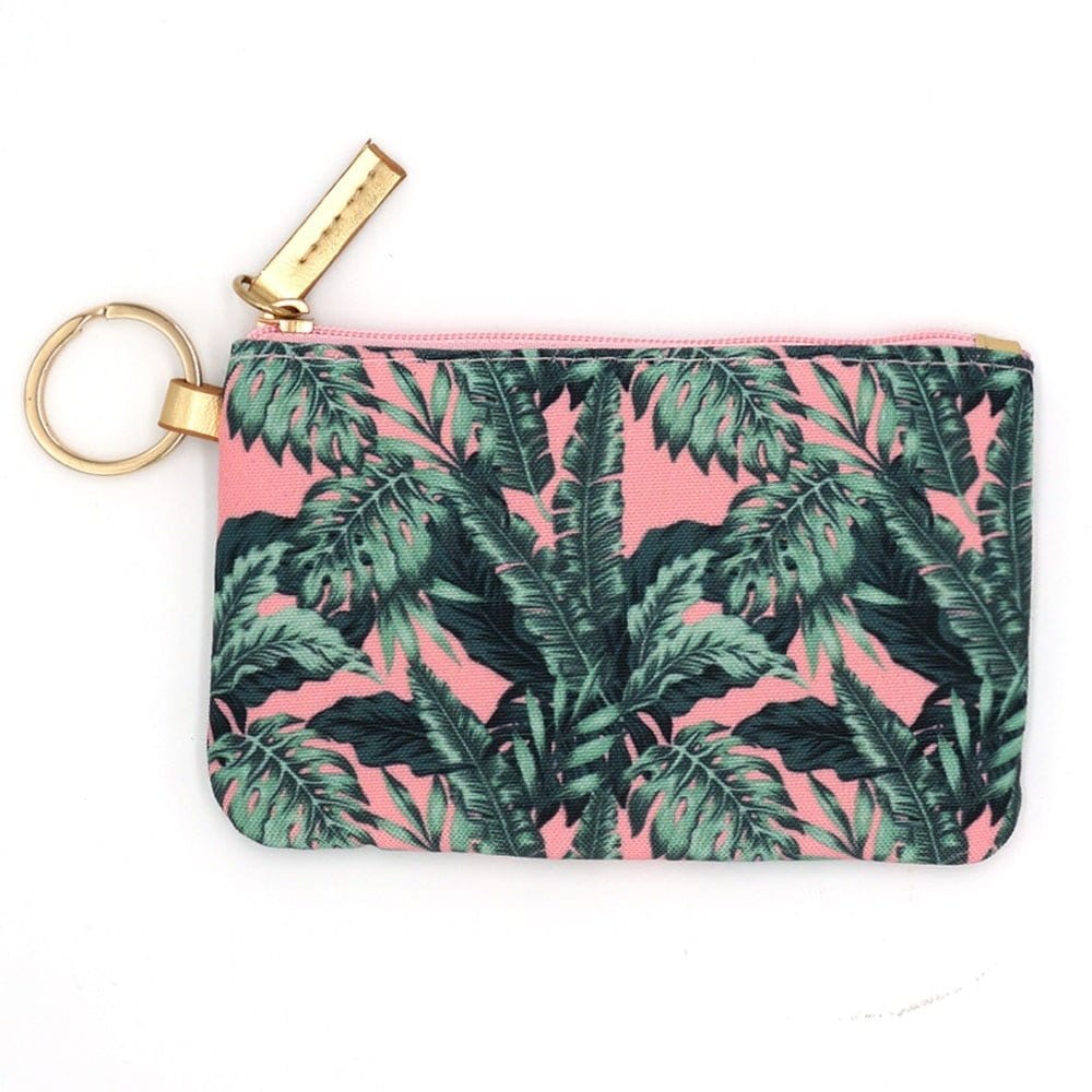 MB0144 Tropical Leaves Lanyard ID Wallet - MiMi Wholesale