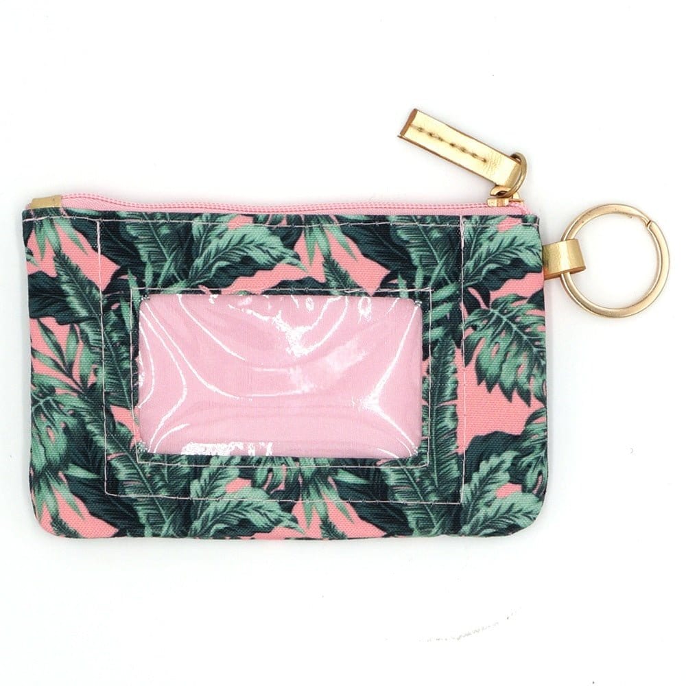MB0144 Tropical Leaves Lanyard ID Wallet - MiMi Wholesale