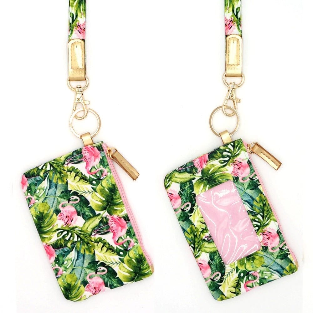MB0147 Tropical Flamingo Lanyard ID Wallet - MiMi Wholesale