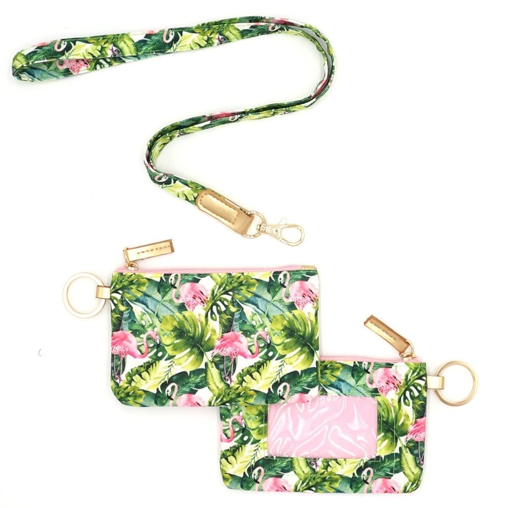 MB0147 Tropical Flamingo Lanyard ID Wallet - MiMi Wholesale