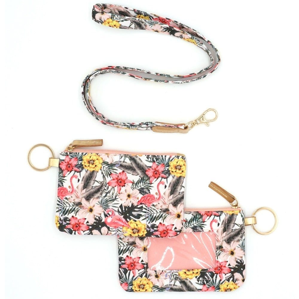 MB0149 Tropical Flamingo Lanyard ID Wallet - MiMi Wholesale