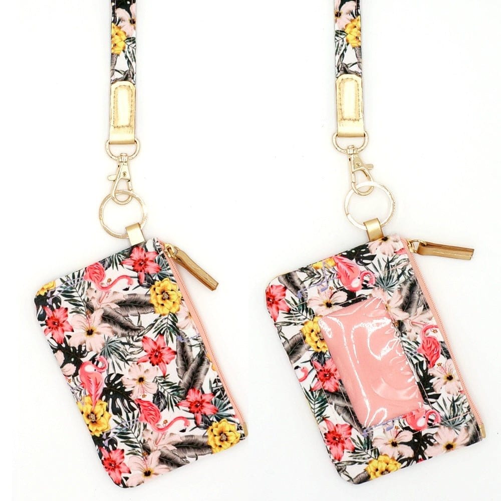 MB0149 Tropical Flamingo Lanyard ID Wallet - MiMi Wholesale