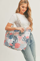 MB0172 Flamingo Tropical Leaves Tote Bag - MiMi Wholesale