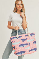 MB0173 Whale Print Tote Bag - MiMi Wholesale