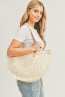 MB0179 Round Bottom Shape Straw Tote Bag - MiMi Wholesale