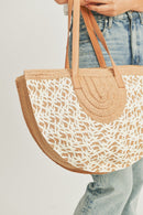 MB0179 Round Bottom Shape Straw Tote Bag - MiMi Wholesale