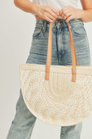 MB0179 Round Bottom Shape Straw Tote Bag - MiMi Wholesale
