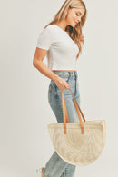 MB0179 Round Bottom Shape Straw Tote Bag - MiMi Wholesale